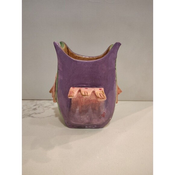 Studio Art Pottery Clay Hoot Owl Signed Figurine Handmade W/ Flippy Tail  Unique - Picture 6 of 11